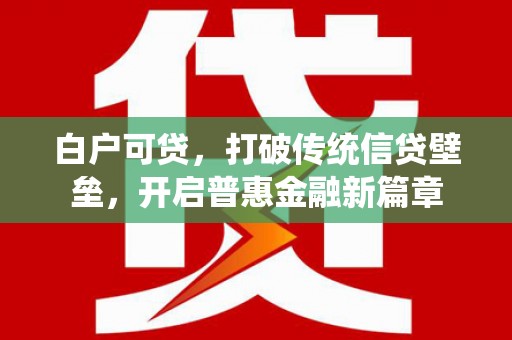 铁山白户可贷，打破传统信贷壁垒，开启普惠金融新篇章